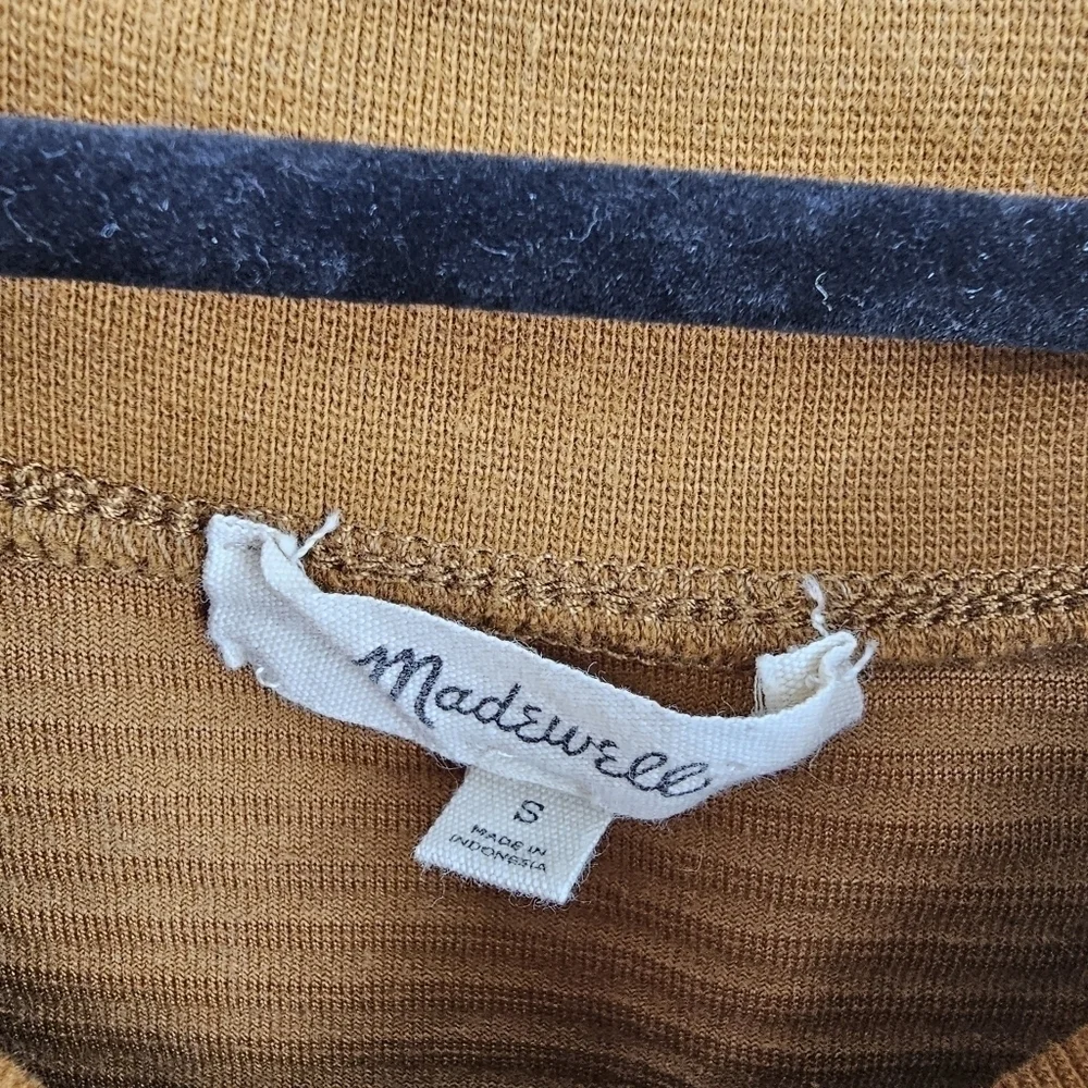 Madewell‎ Velour Corduroy Mockneck Top Short Puff Sleeves Size S